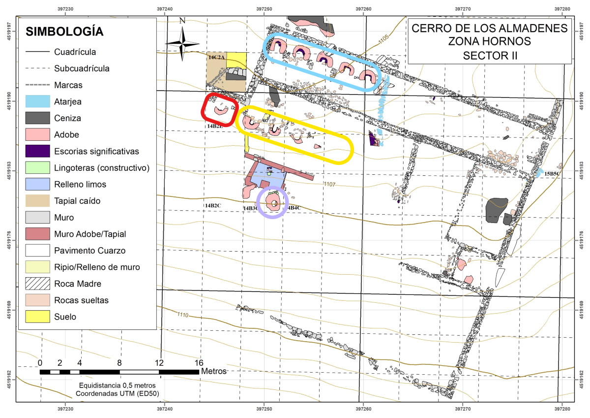 Plano de las baterías de hornos descubiertas en el Cerro de los Almadenes